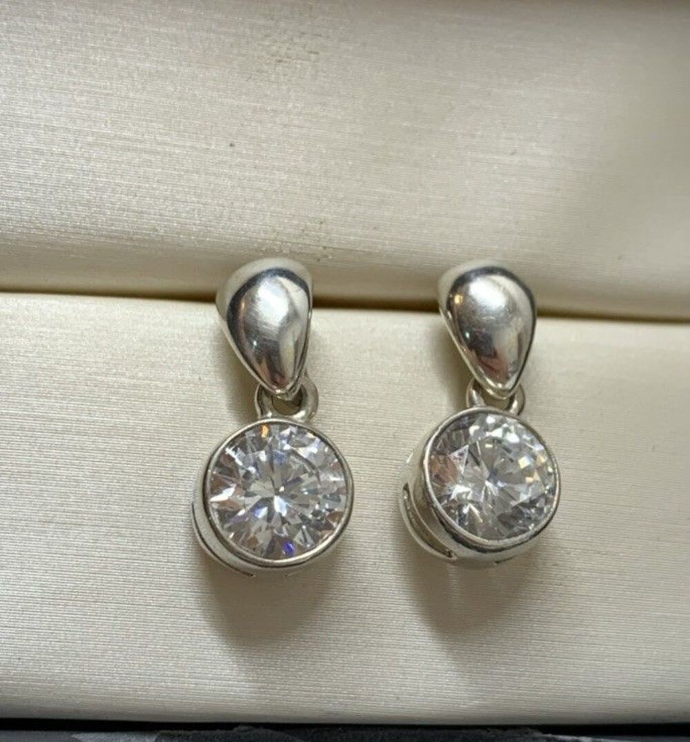 JJJ Sterling Silver CZ Dangle Drop Earrings Wedding Prom Streetwear